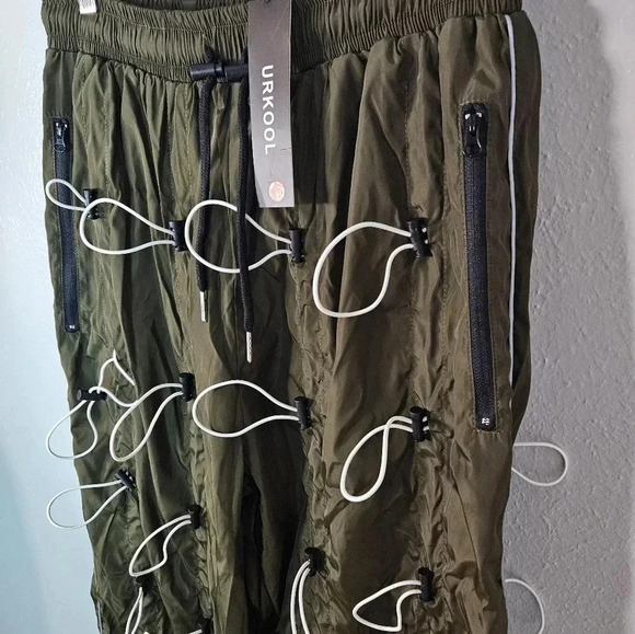 URKOOL Bungee Cord Drawstring Pants Olive - Picture 2 of 13